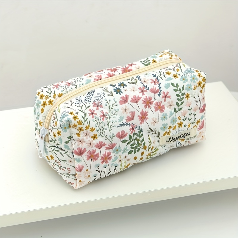 TEMU Ensemble de Trousse de Maquillage à Fermeture Éclair Vert, Sac à Main Portable Grande Capacité pour Petits Objets, Sac pour Câble de Données et