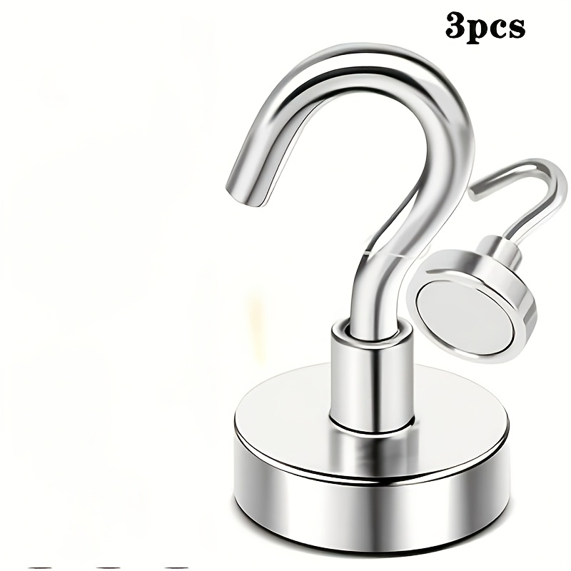 TEMU Premium 3pcs Stainless Steel Magnetic Hooks For Refrigerators, Made With Thick, Durable Material. Designed To Hang On The Side Of Refrigerators,