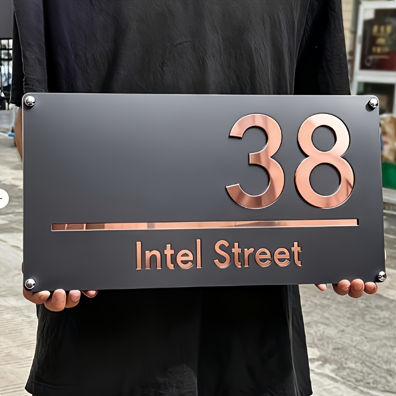 TEMU Custom High-quality Acrylic Door Sign - Laser Engraved Name And Address, , Durable And Battery-free, Suitable For //courtyards, Outdoor House