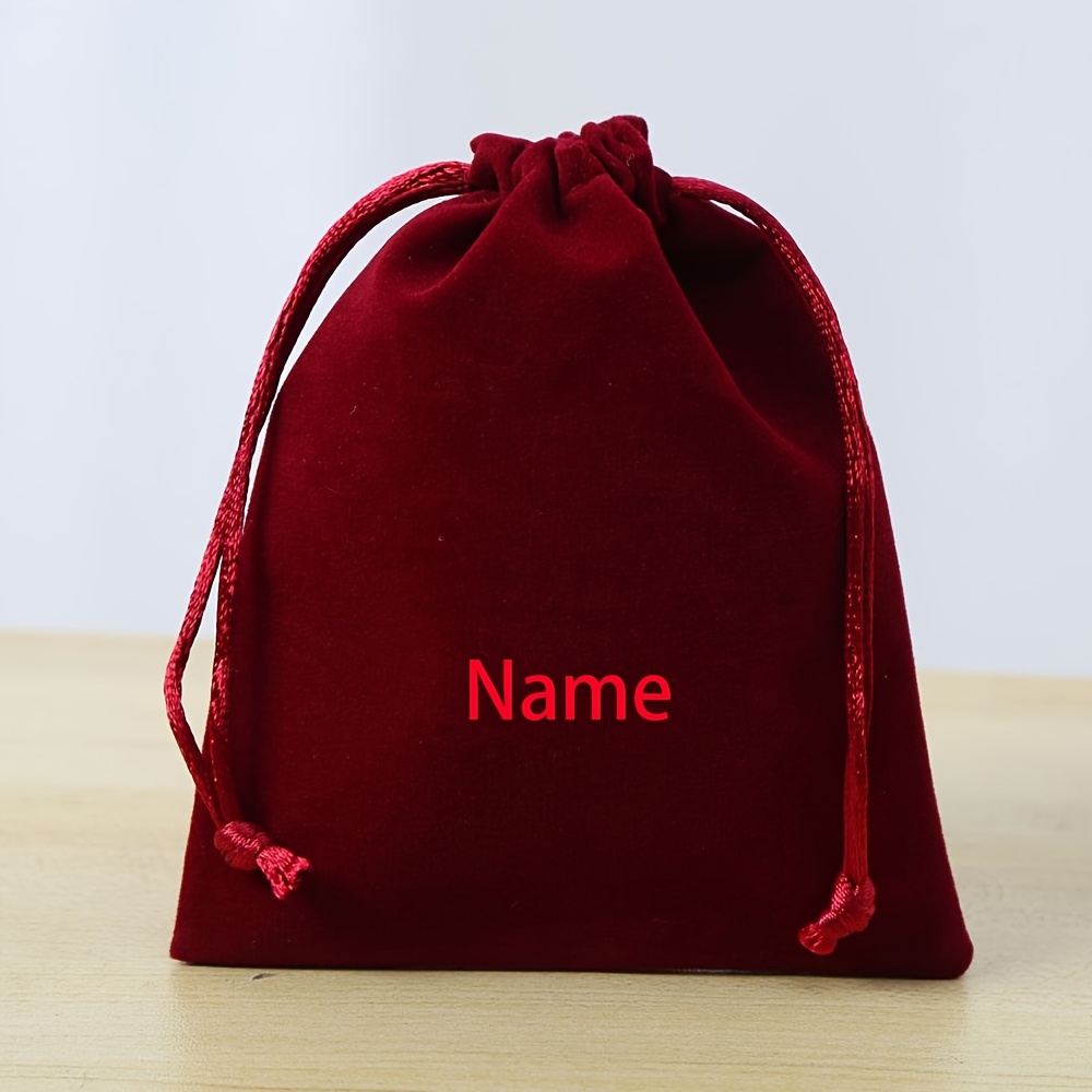 TEMU Gift For Her/him Personalized Embroidered Name Bag, Velvet Drawstring Bag, Jewelry Bag, Jewelry Packaging Bag, Ornament Storage Bag, Candy Bag,