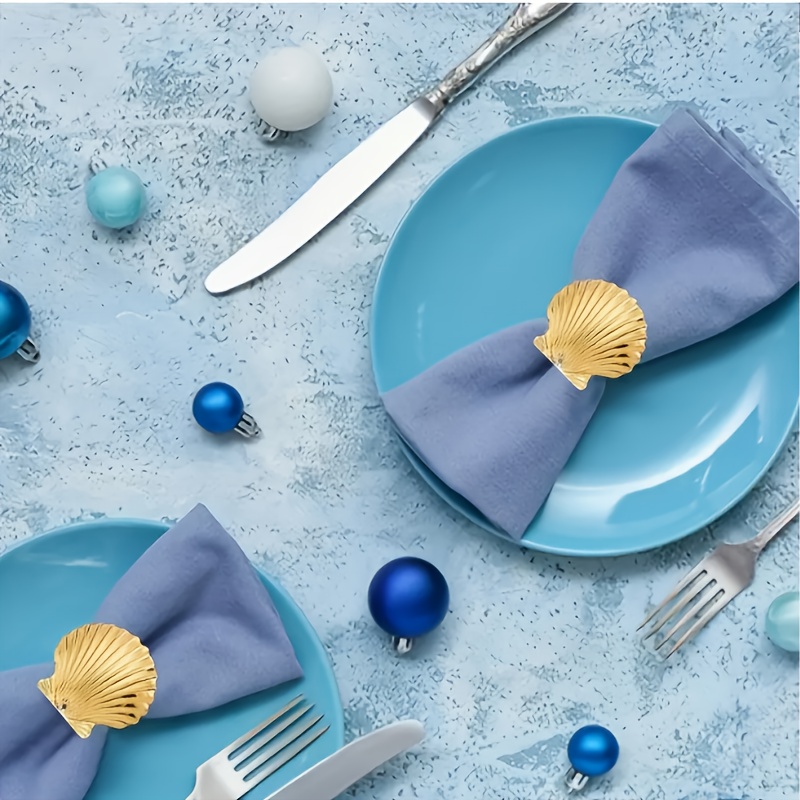 Set Of 12 Ocean-themed Napkin Holders, Featuring Designs, Suitable For Hotels And Wedding Receptions, Stylish Table Decor