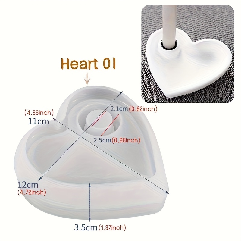 Candle Holder Mold Heart Shape Candlestick Silicone Mold For Epoxy Resin Diy Cement Storage Plate Mold Concrete Tray Mold Long Candles Base Molds Jewelry Pallet Making Molds