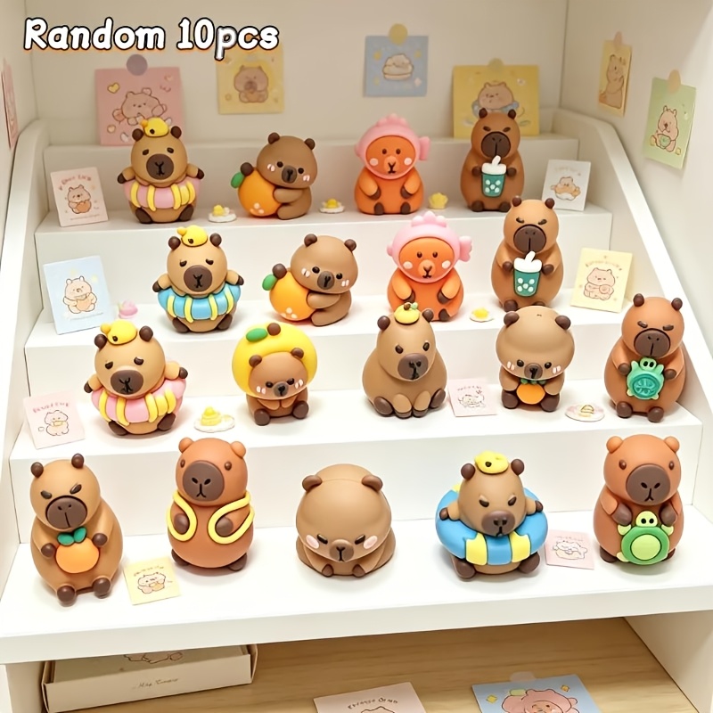1 Set Of 10pcs Random Style Cute Capybara Pen Caps, Neutral Pen Protectors, Pencil Cases, And Silicone Pen Tips - Unique Gift For Holidays And | Cute Stationery | Desktop Decoration