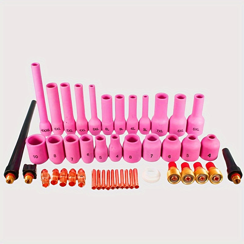 

Value Pack 46pcs Wp9/20/25 Set Tig Argon Arc Welding Ceramic Nozzle, Electrode Clamp, Pulling Groove, Connecting Body