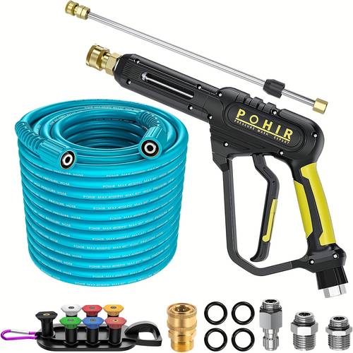 high pressure 3600psi power washer gun kit with 50ft hose 15 extension wand nozzle tips 3 8 qc connector ideal for home outdoor cleaning replacement parts accessories