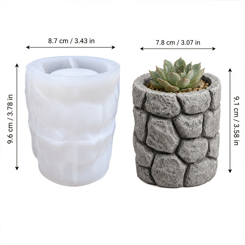 TEMU [rustic Garden Art] Wall Silicone Mold For Cement, Realistic Rock Flower Pot Molds For Clay And Gypsum, Easy Demolding Resin Planter Mold For