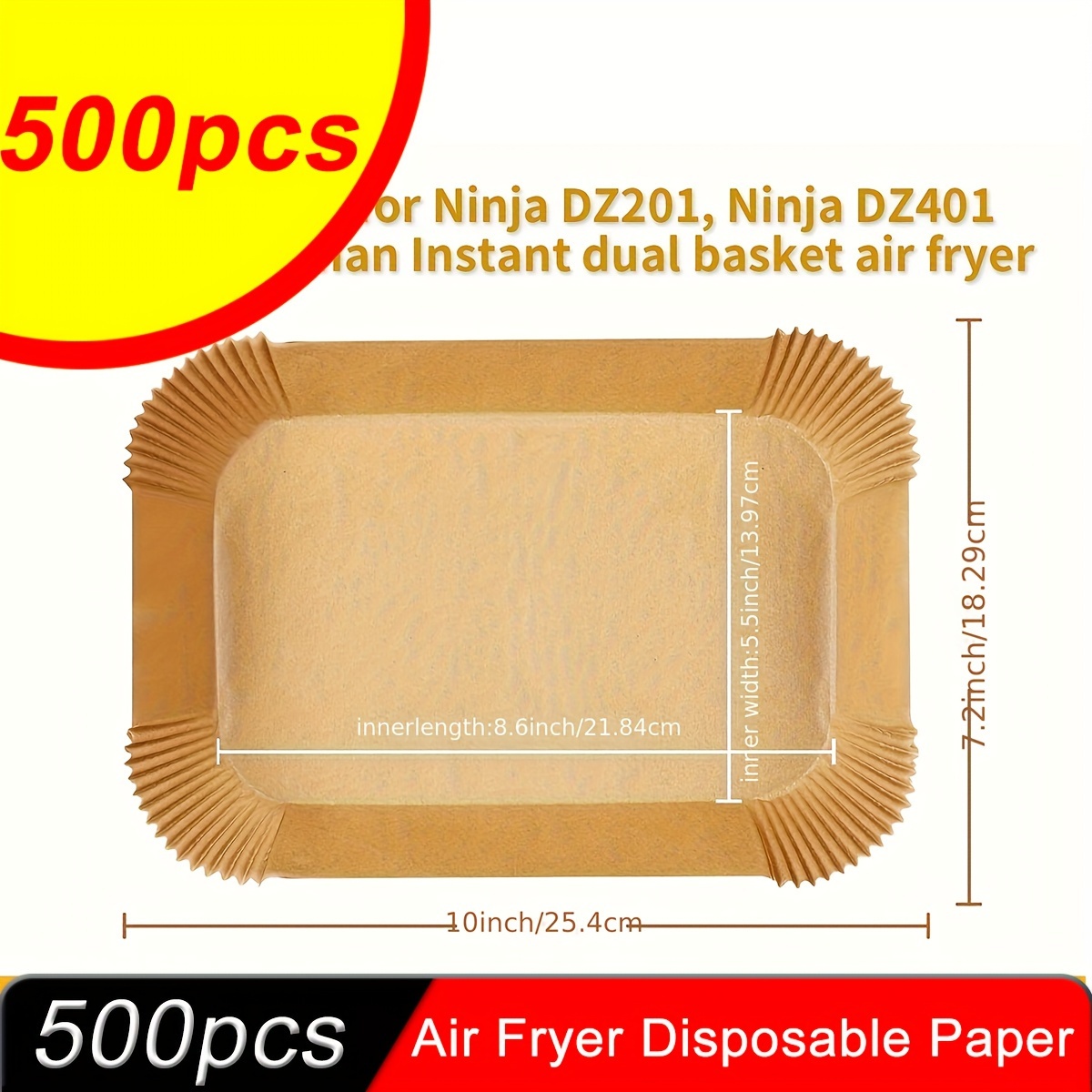 

500pcs Rectangular Disposable Air Fryer Liners (10''x7.2'') - Easy Cleanup, Non-stick Paper Basket Bowls & Baking Trays For Oven Accessories