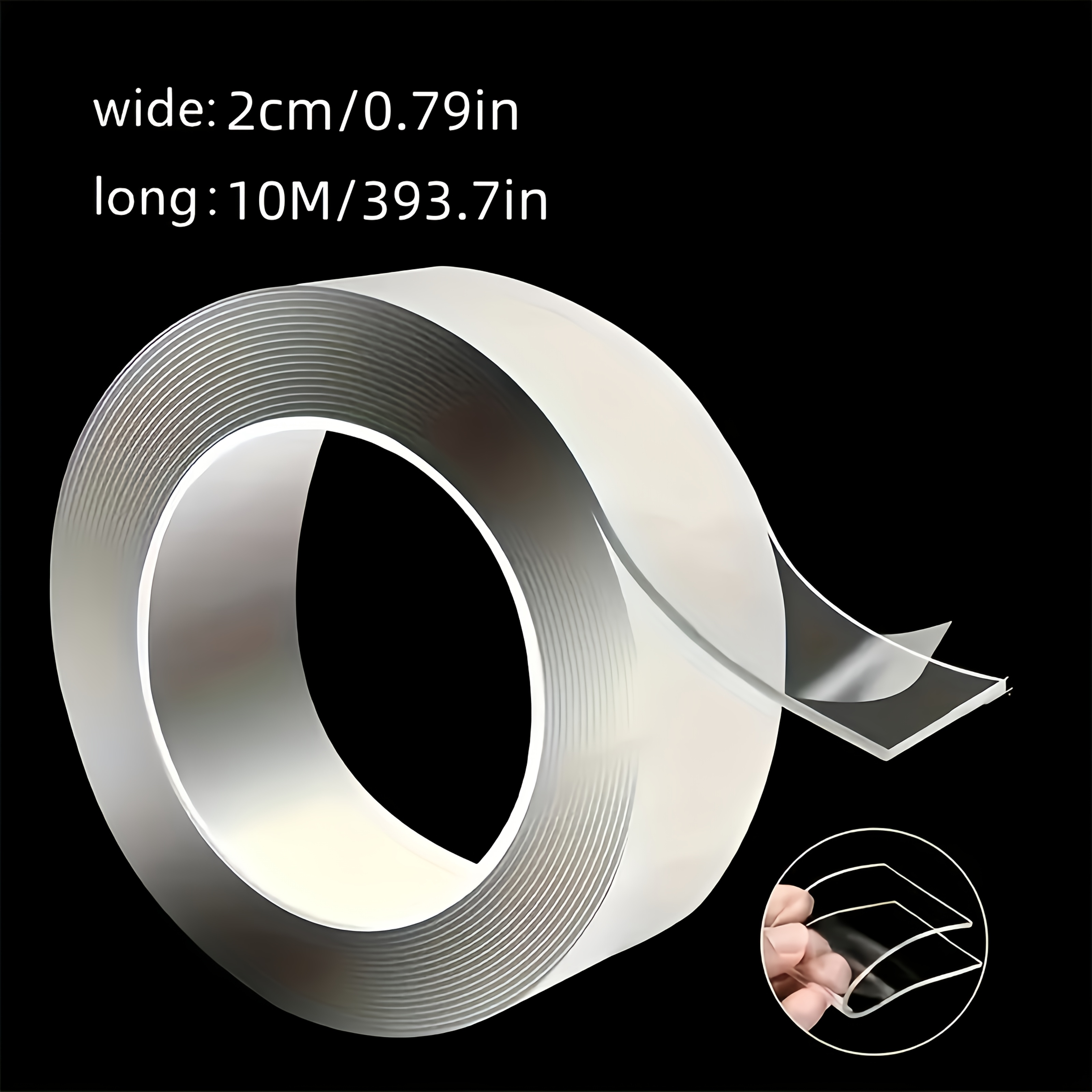 גליל סרט ננו דו-צדדי 10 מטר/32.7 רגל - דבק חזק ושקוף לשימוש בבית ובמשרד