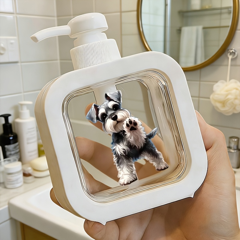 TEMU 1pc Home Bathroom Dispenser, Soap Lotion Pump Bottle With Schnauzer , Manual Pump Refillable Bottle, Made Of Sturdy Plastic, Reusable Container,