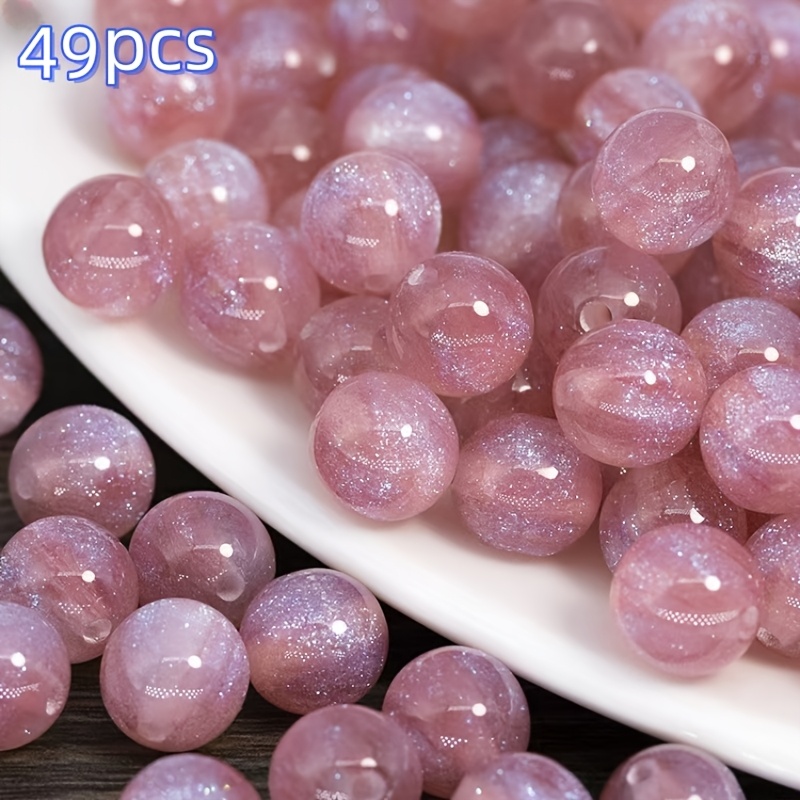 TEMU 49pcs Perles Pailletées Roses Matériaux Faits Main, Fournitures d'Artisanat, Décorations de Vêtements, Ajouts, Collier, Bracelet, Boucle