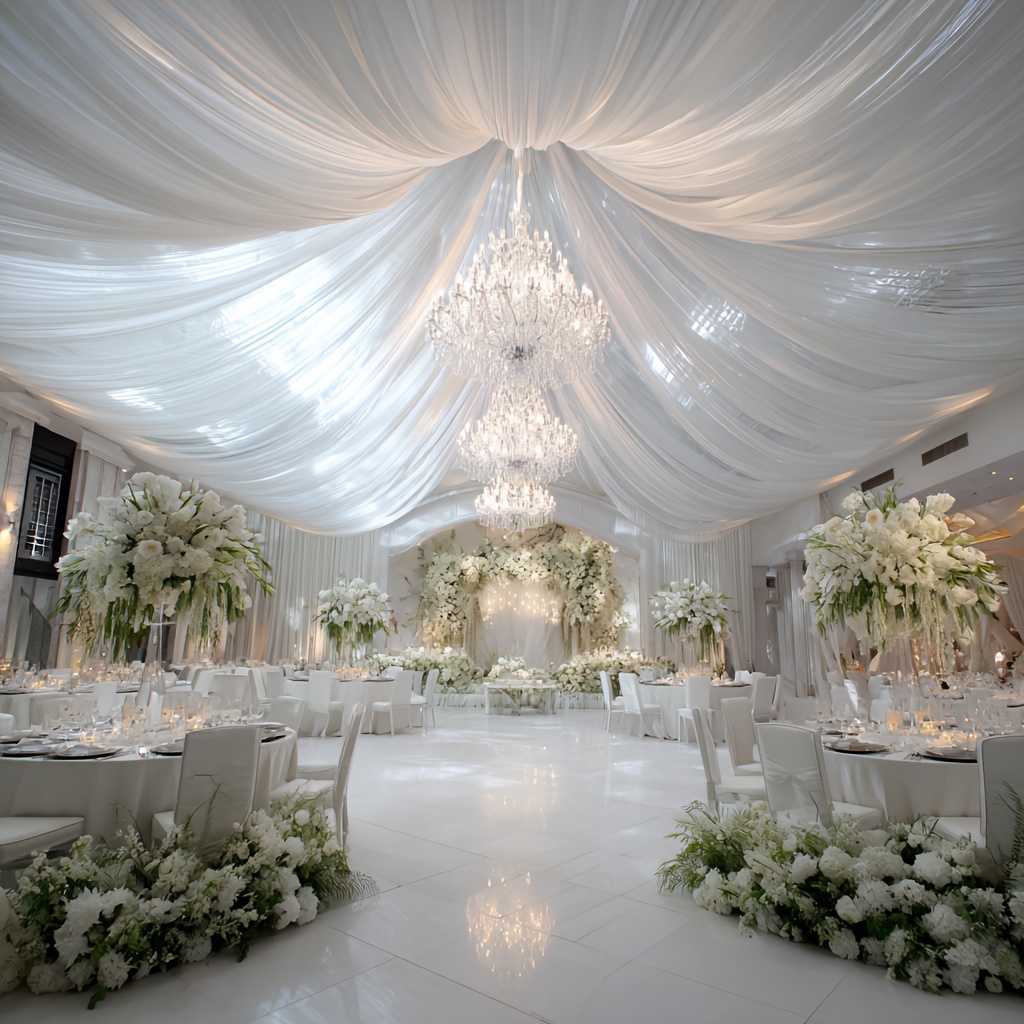 TEMU Elegant White Chiffon Wedding Arch Curtains - Made Of Lightweight Polyester, Perfect For Romantic Outdoor Ceremonies, Party Table Runners, And .