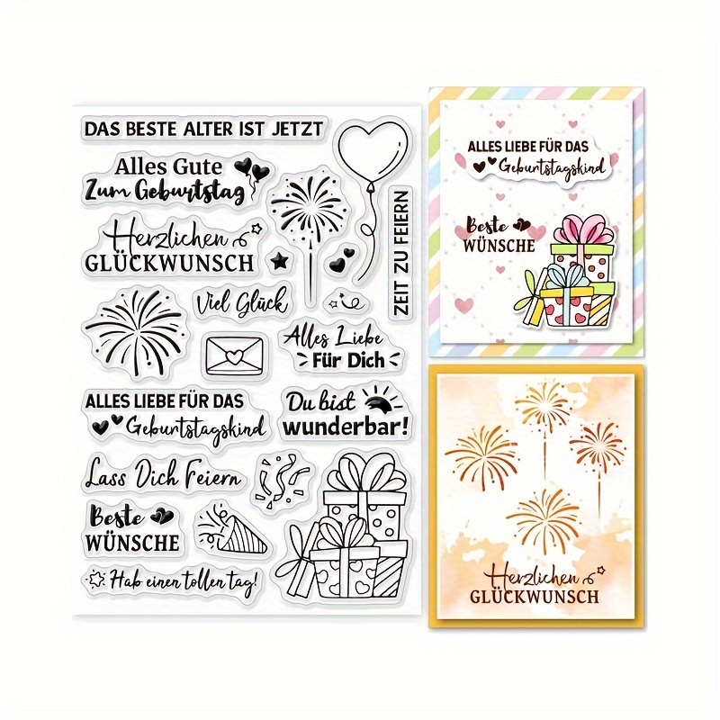 

1pc German Birthday Clear Silicone Stamps Set For Card Making, Scrapbooking, Journaling, And Diy Crafting Tools - Pvc Material