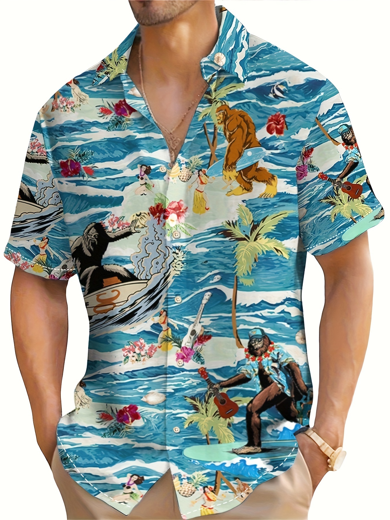  MEOILCE Mens Funky Casual Hawaiian Shirt Summer Lapel