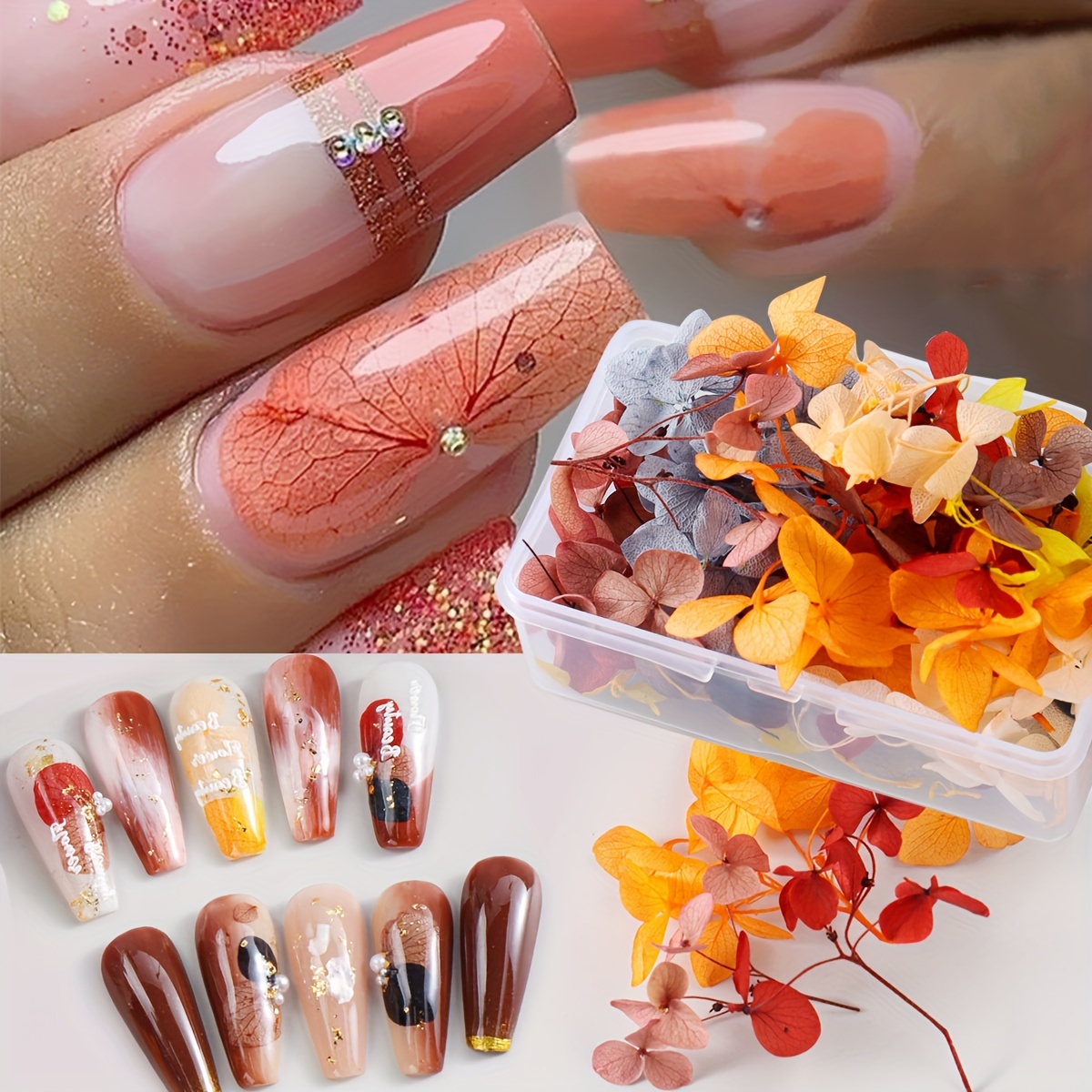 

50/100pcs Lace Hydrangea Flowers Nail Decoration Autumn Flowers Artificial Artificial Flowers For Uv Polish Diy Nail Art Accessories