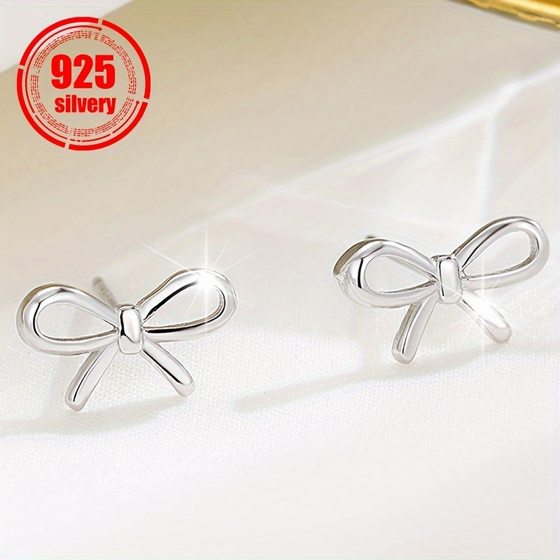 2pcs Women's Bow Earrings, 925 Sterling Silver