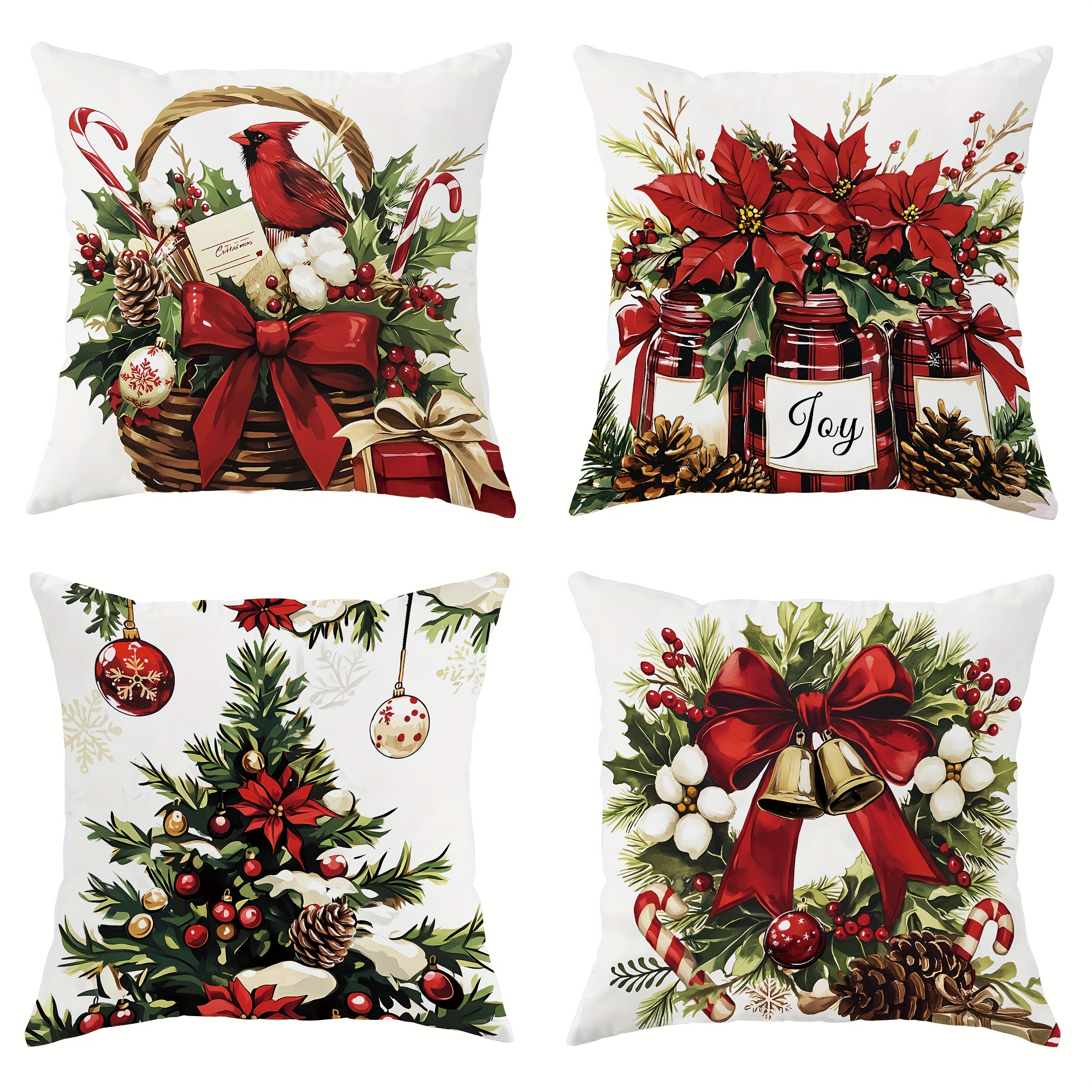 

4- Christmas , & , , Contemporary , Washable, , , For Sofa, Bed, Decor, No Inserts Included