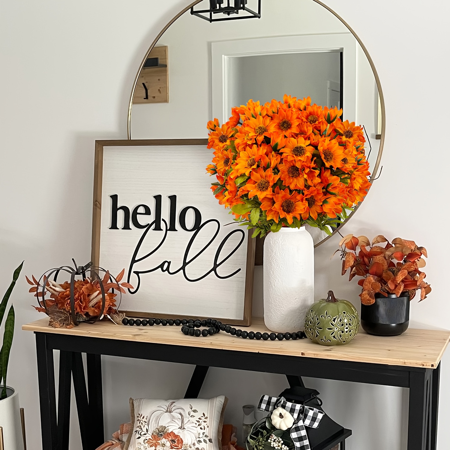 TEMU 3 Bundles Vibrant Fall Artificial Sunflowers Flowers, Yellow Lifelike Daisy, Durable Plastic Faux , Fake Flowers For Indoor Outdoor Home Table