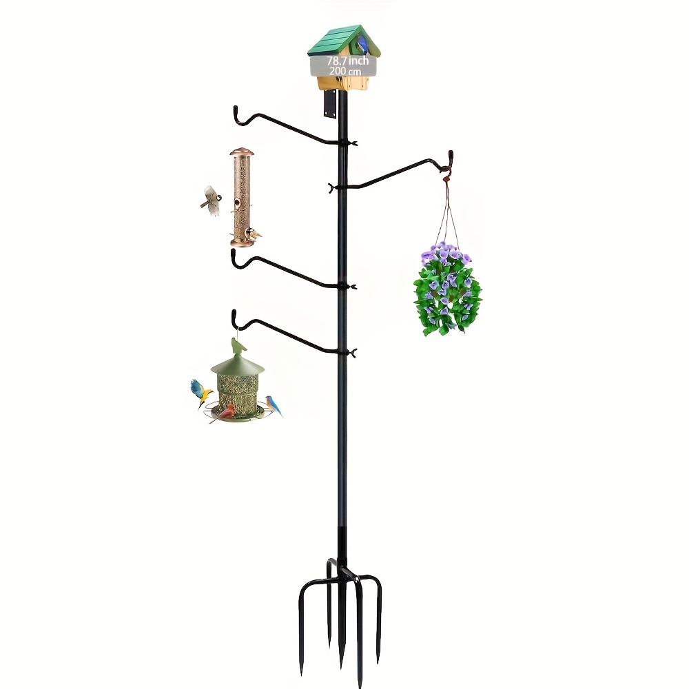 TEMU Bird Feeder Pole Kit 78 Inch, Bird House Pole For Outdoors Heavy Duty, 5 Base Prongs Adjustable Bird Feeder Stand For Bird House