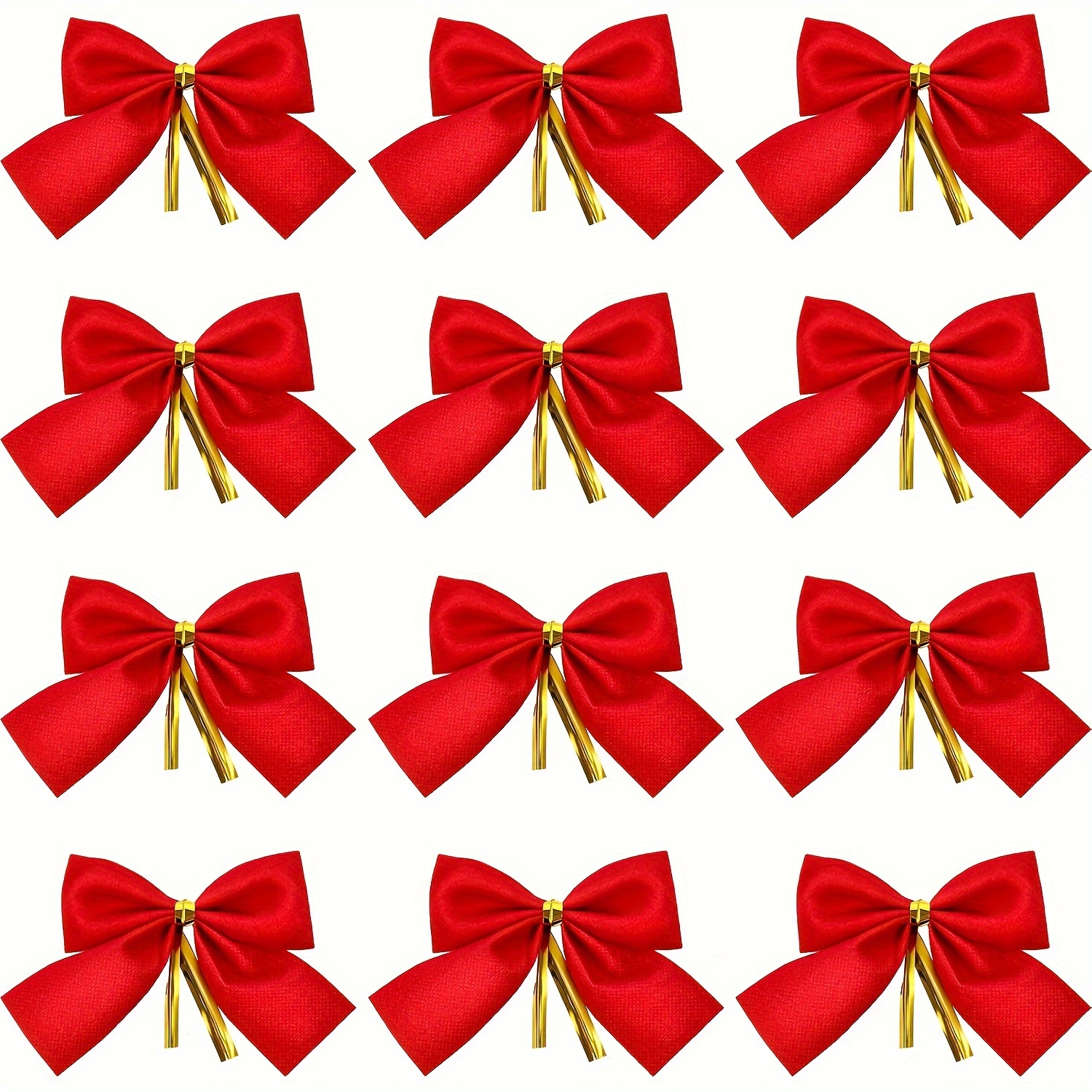 TEMU 40pcs Christmas Tree Bows Red, Golden And Silvery Ribbon Bows, 2.17*1.97inch Mini Bows For Xmas Wreaths Tree New Year Decoration