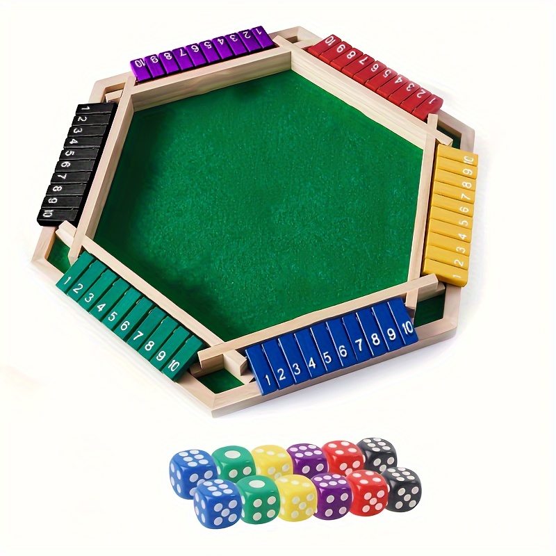 

Shut The Box Game For 6 - Colorful Wooden Board With 12+4 Dice, Creative Math & Number Game For Adults, Family Parties & Clubs, Shut The Box, Game, 6 Player, Math, Wooden Board