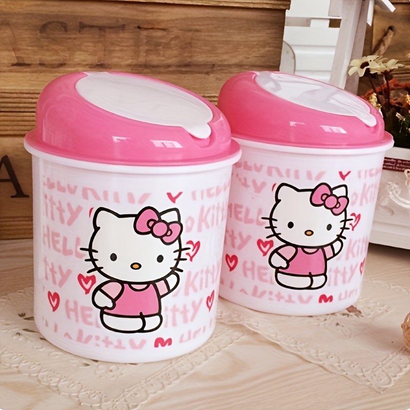 

Sanrio Hello Kitty Silent Closure Trash Can - Pink, Abs Material, Suitable For Desktop Storage