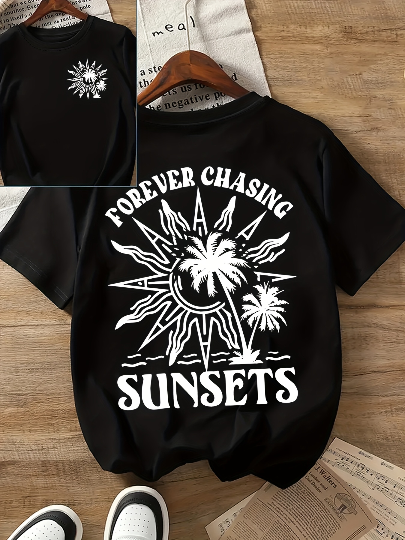 camiseta feminina com estampa tropical de coco e Temu Portugal