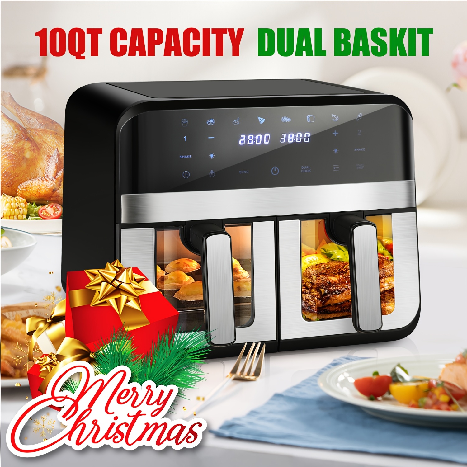 

Air Fryer Double Digital Healthy Cooker Dual Basket 9l Xxl