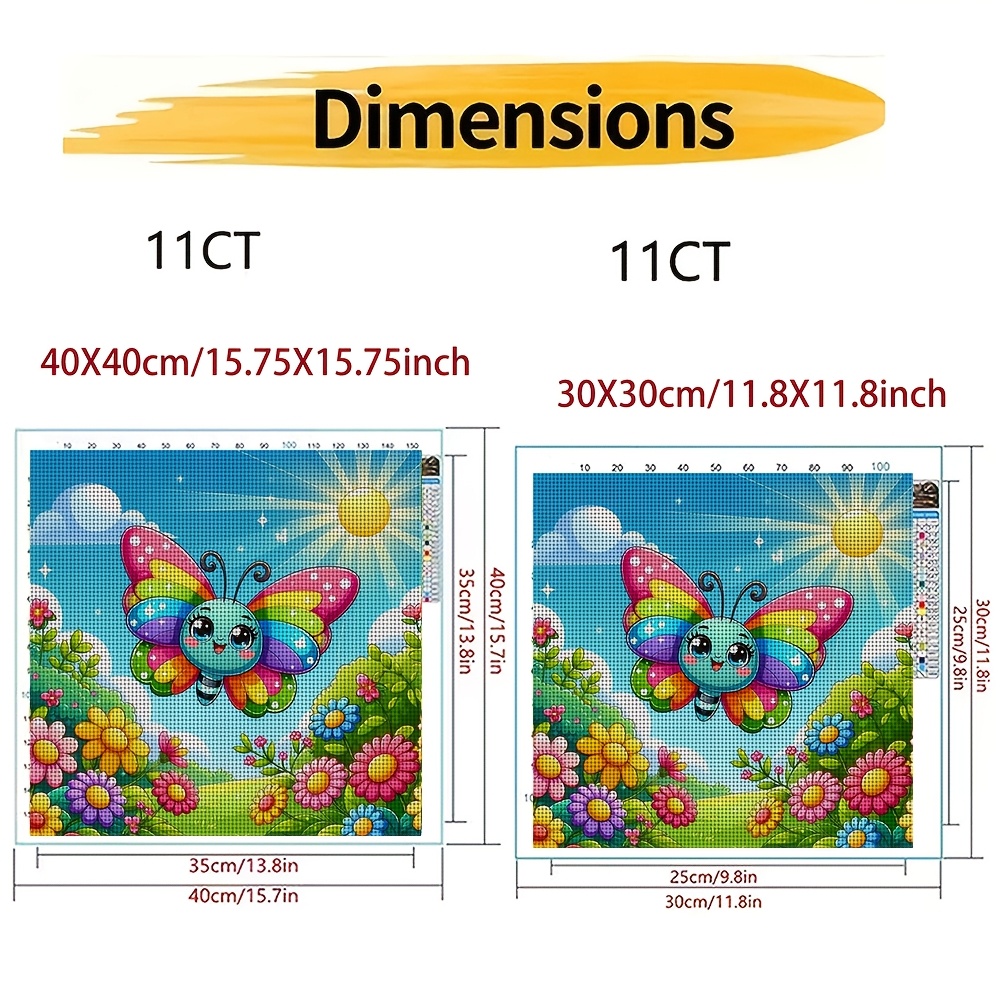 Rainbow Butterfly Flower Sea Cross Stitch Printed Kit for Beginners