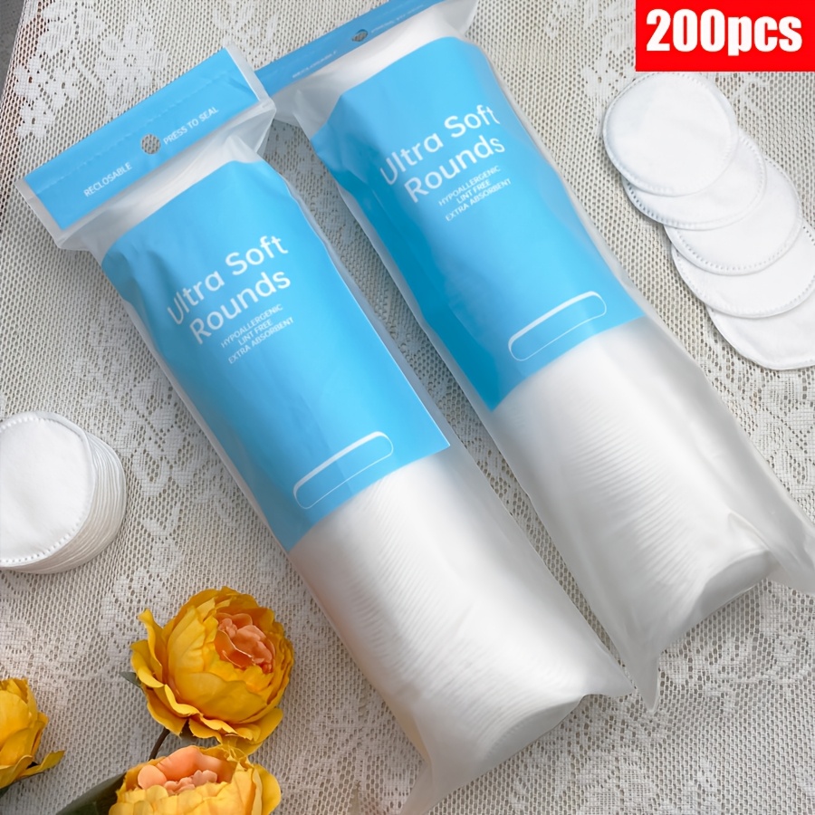 TEMU 200/500pcs Disposable Round Makeup Pads, Facial Cleansing Pads, Makeup Remover Pads Suitable For Daily Face Cleaning And Nail Polish Removal,