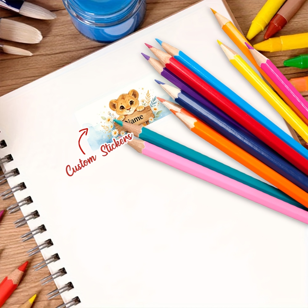 Personalized Little Lion Watercolor Name Stickers