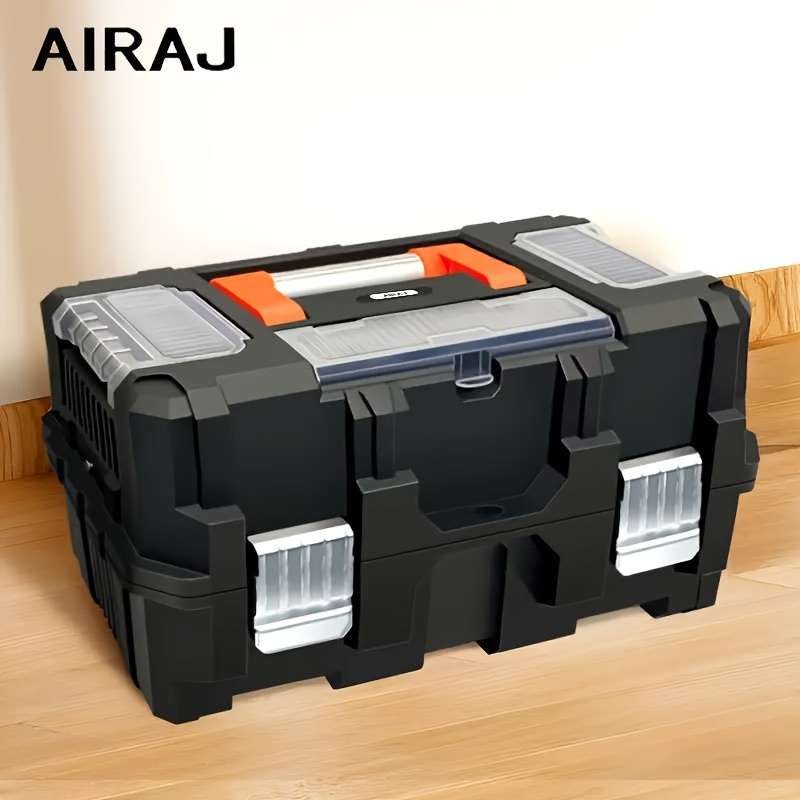 

Aiarj 3-layer Lockable Tool Box Plastic Portable Storage Folding Toolbox Tray Divider Tool Organizers