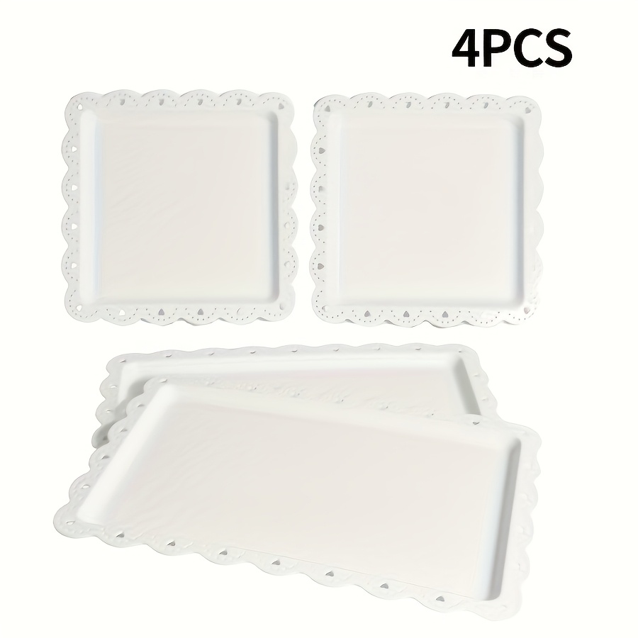 4/2pcs Tray Set, Appetizer Plate Dessert Fruit Snack Tray For Wedding Home Platter, Rectangular Dish Suitable For Party Buffet , Small Flat Tray For Desserts Fruits Snacks