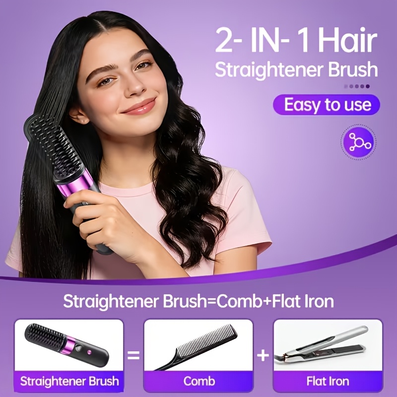 wireless bangs comb dual use for straight and curly hair rapid heating suitable for all hair types anti       usb rechargeable and automatic   function lightweight and portable