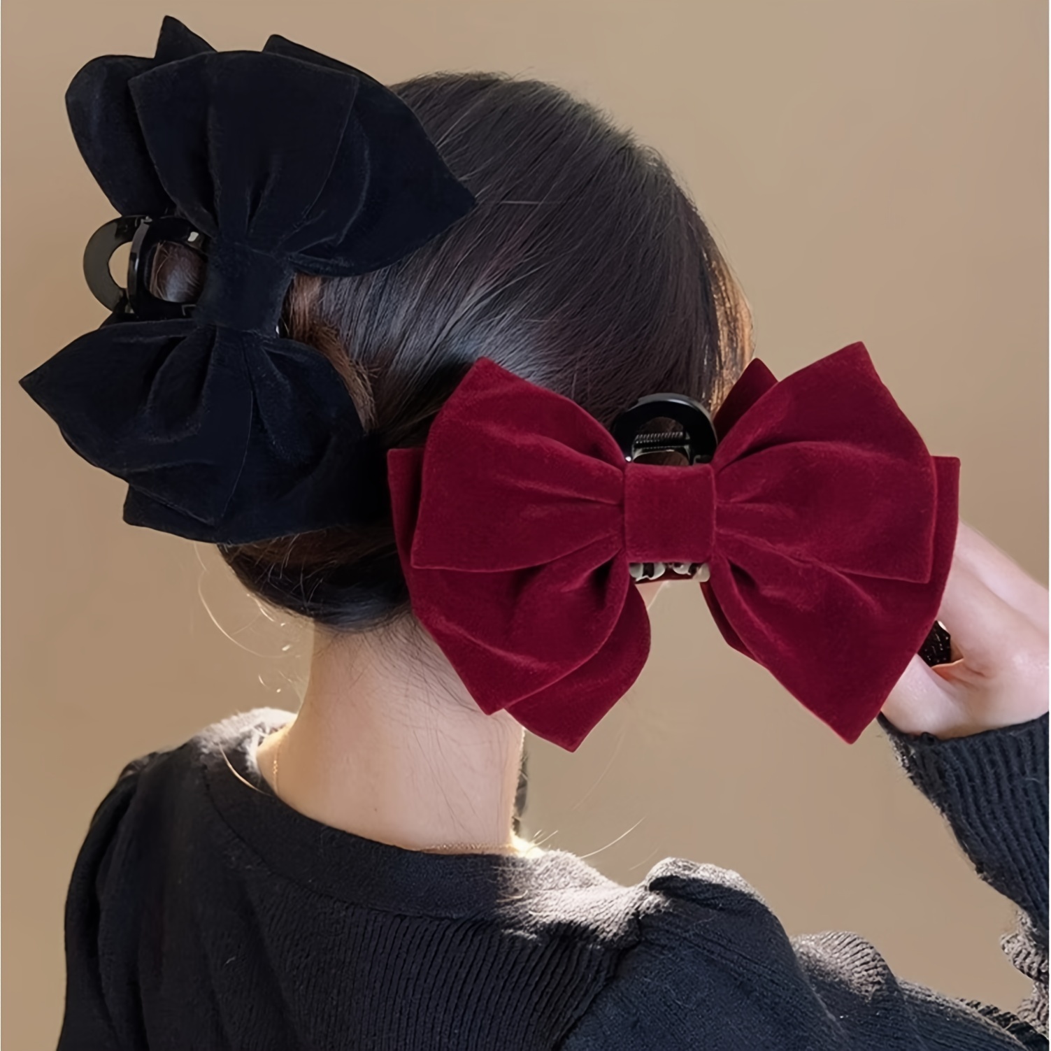 

Velvet Bow Large Hair Grab Ponytail Stand Headwear Women's Hair Clip