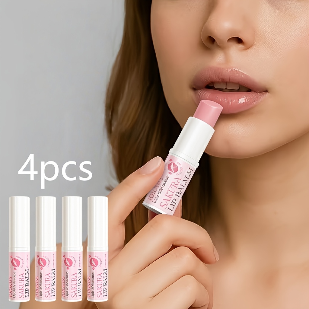 Image of 4pcs Cherry Lip Balm, Moisturizing Lip Gloss, Long-lasting Hydration, Unisex, Suitable For Types, Natural Makeup Look, Moisturizing Lip Care,lip Balm For Andhydration; Sheer & Glossy; For Fuller Lips