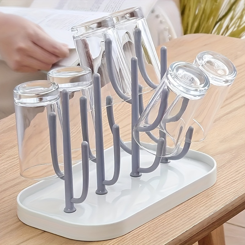 Bottle Drying Rack - Bottle Drying Stand | Tree-Shaped Design Bottle Drying Tray | Upright Bottle Drying Station with a Large Concave Base, Gray Color