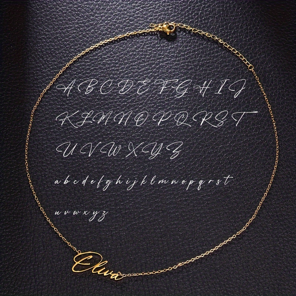 TEMU Custom Name Necklace Personalized Customized Letter Name Pendant Necklace Women's Fashion Nameplate Jewelry Stainless Steel Ornamen