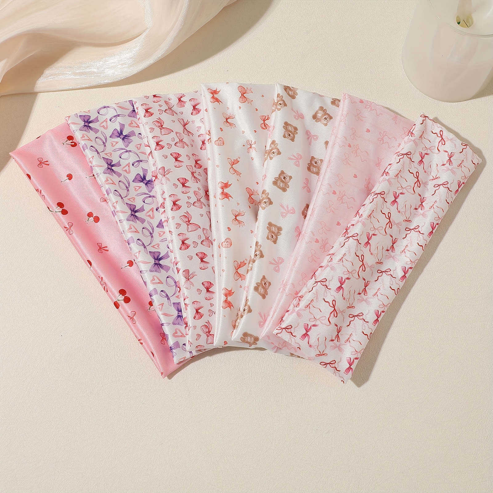 TEMU 7pcs Women's Cute Floral Print Soft Fabric Headbands - Breathable Sweat-absorbing Hairbands For Sports, Gym, Casual Outfits, Summer Accessories