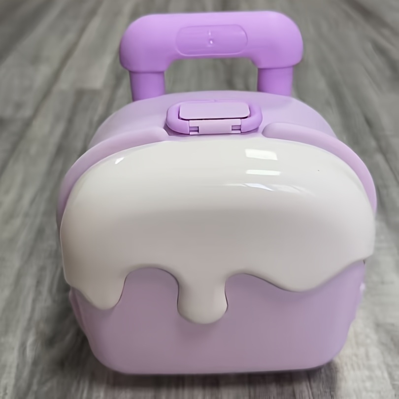 TEMU New Macaron Purple Adult Small Suitcase, Cute Cream-colored Design, Portable Luggage, Boarding Schools, Train Trips, And Camping