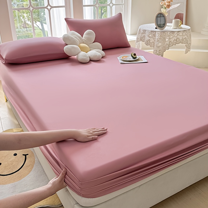 1 Easy Solid Color Bed Sheet, Without Pillowcases - Household Mattress Protector, Hotel Mattress Dust Cover, 360-degree Full Coverage, Non-slip, Made Of Material, Comfortable And Durable, Suitable For