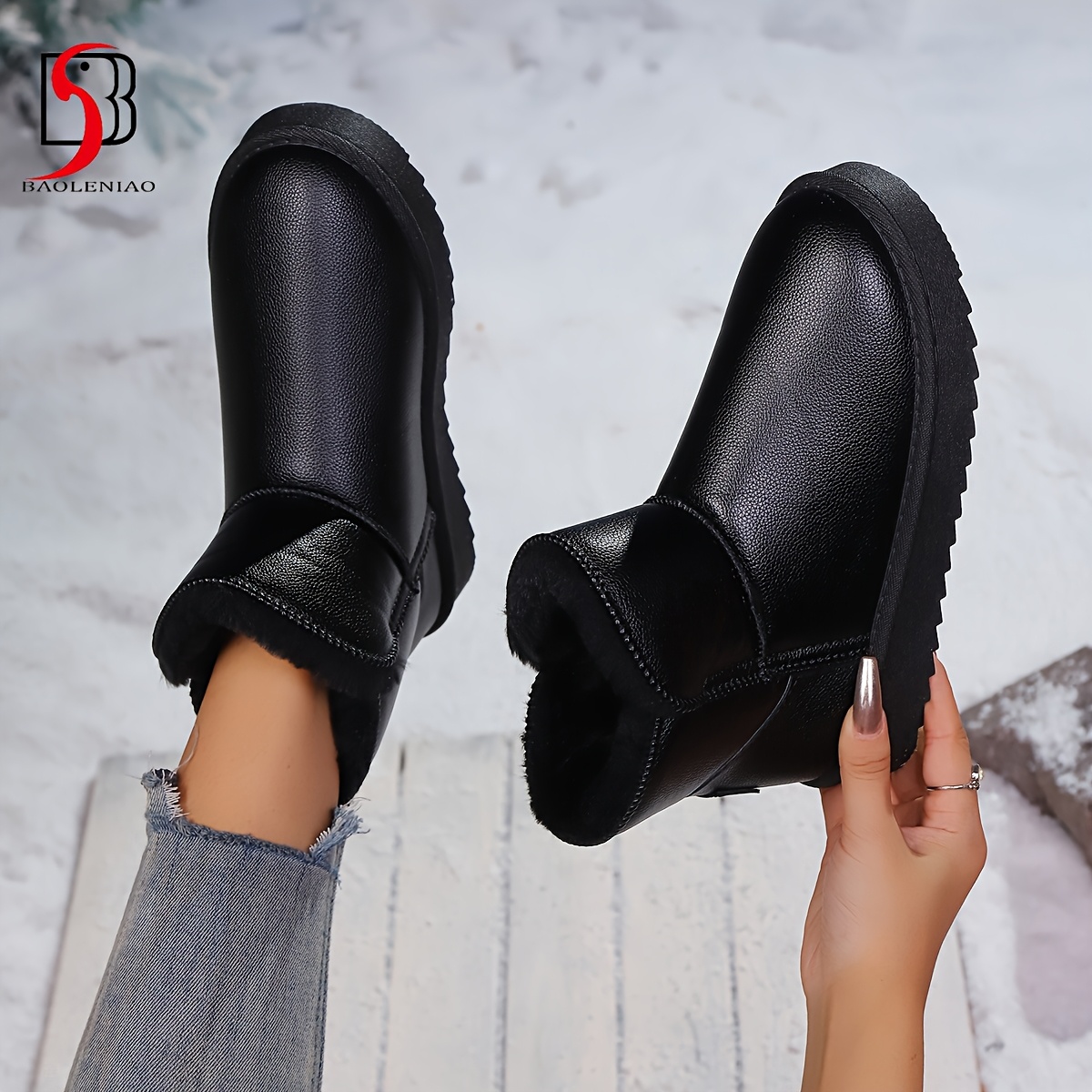 Image of Thick Winter Boots With Short Sleeves, Warm And Midsole, Women's Snow Boots, Zitongxieye
