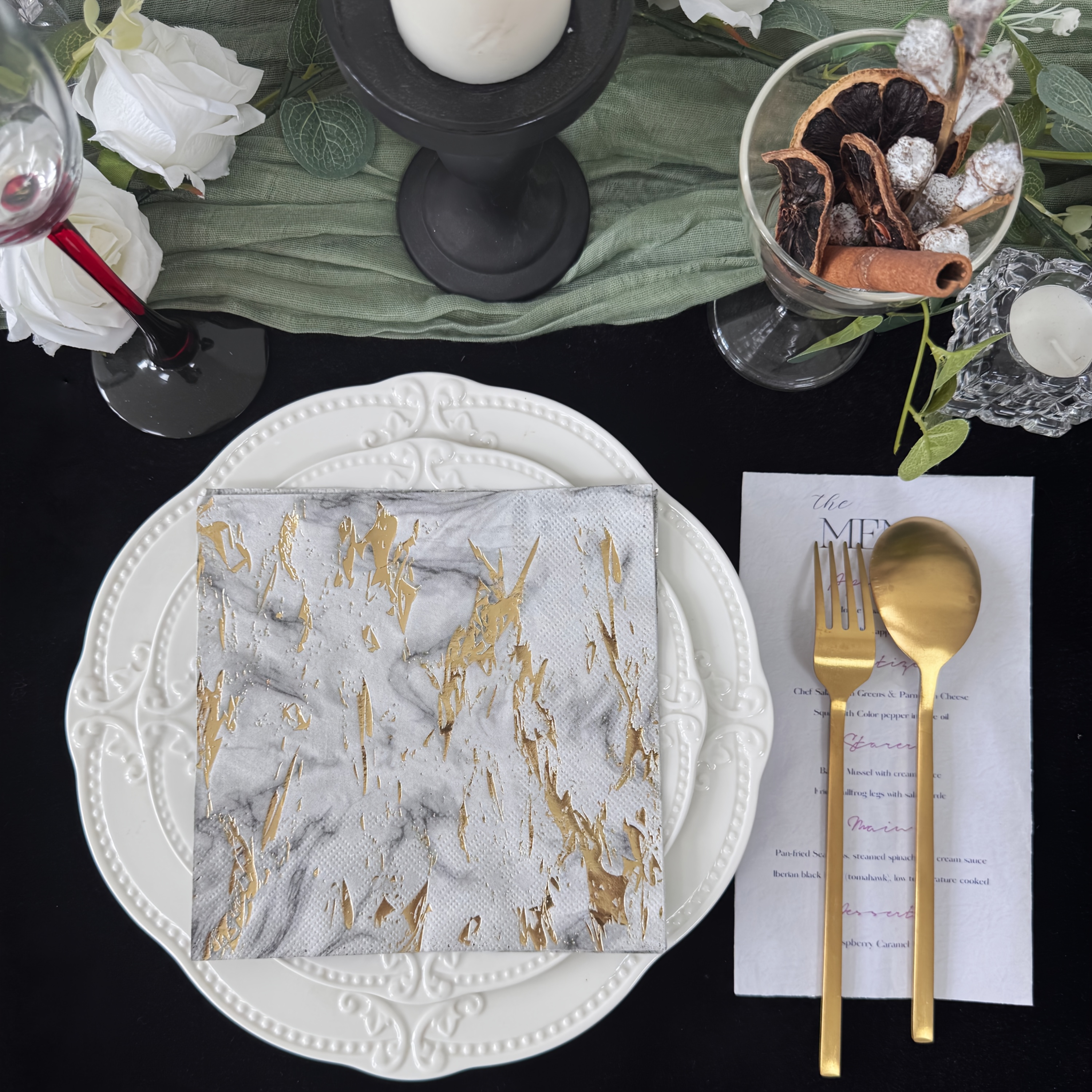 16pcs, Marble Bronzing Napkins, Wedding Birthday Party Decoration, Paper Towel Restaurant Hotel Placemat 13x13inch