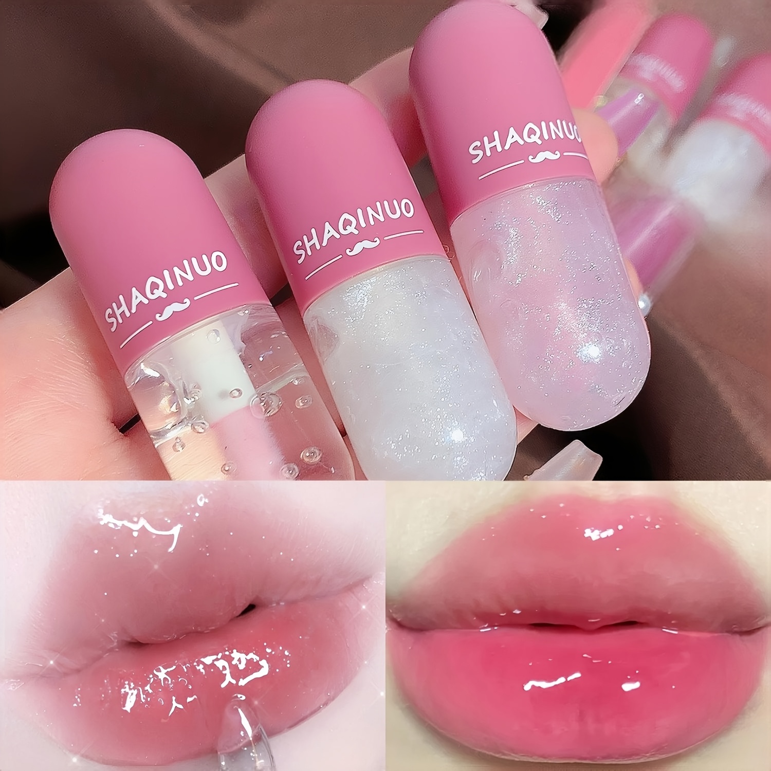 Image of 3pcs Glitter Color Changing Lip Gloss, Moisturizing And Nourishing Tinted Lip Oil, Anti-dry Lip Balm Lip Care Oil For Valentine's Day Gifts For Music Festival