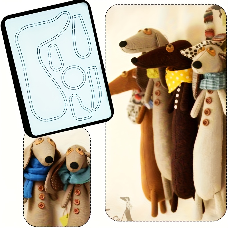 E-shop 1 Stück DIY Dackel Hund Bastelvorlage - Wiederverwendbare Kunststoff Dackel Patchwork Schneid- & Nachzeichnungs-Schablone mit weißer weicher
