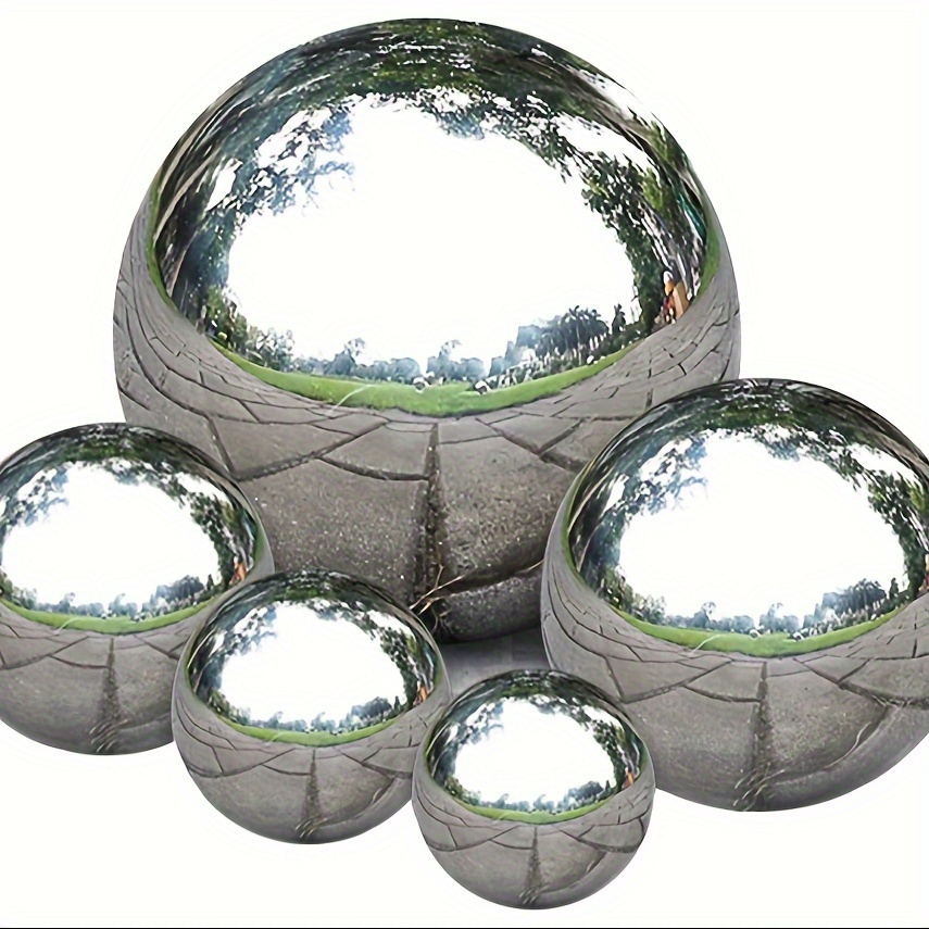 

Gazing Ball, Stainless Steel Garden Mirror , Polished Ornament Sphere, Hollow Floating Reflective , For Home Outdoor Pond Housewarming Swimming Pool Decoration, Silver, 5pcs Mix