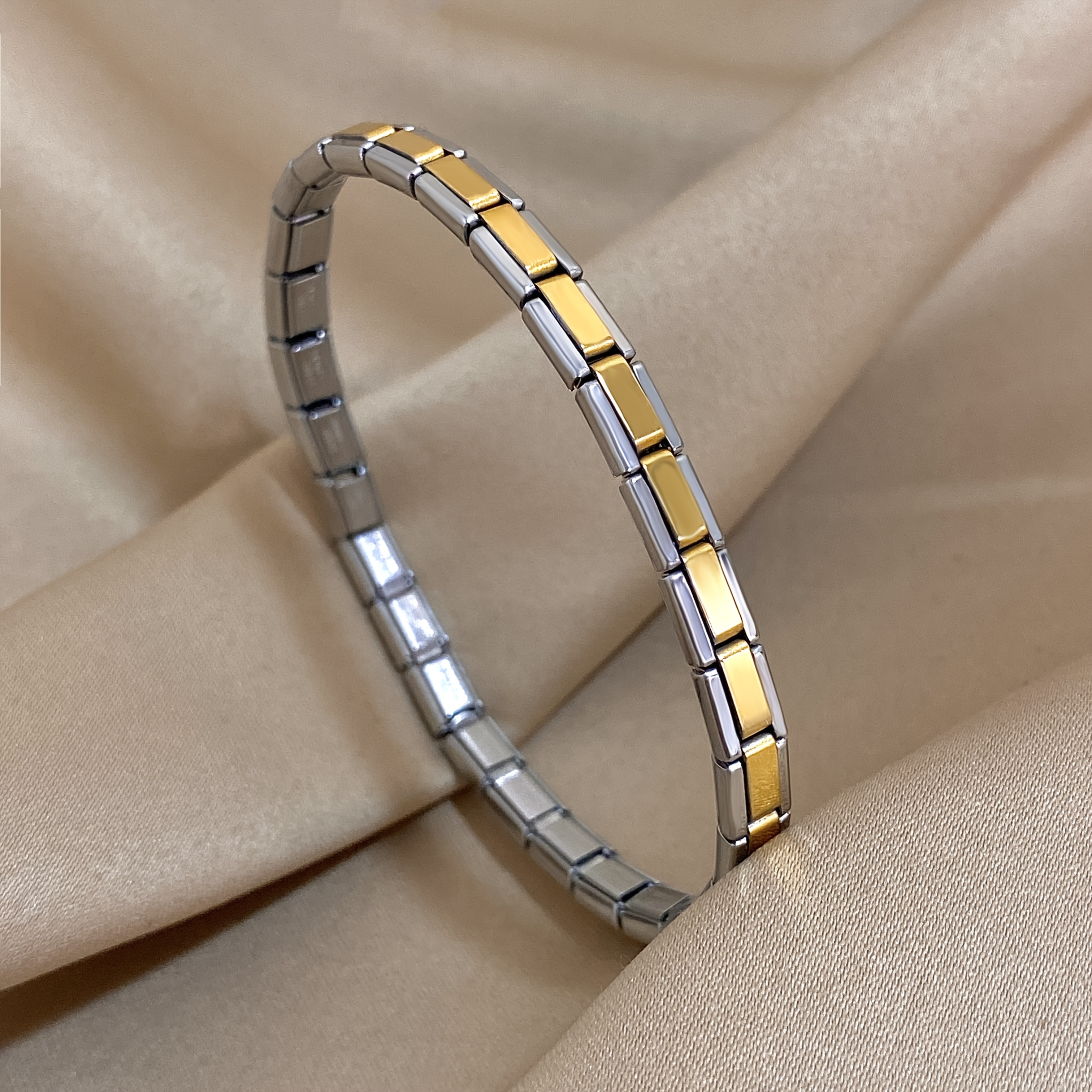 Image of 1pc Fashionable And Minimalist -fine 304 304 Stainless Steel Elastic Bracelet Wholesale And Retail