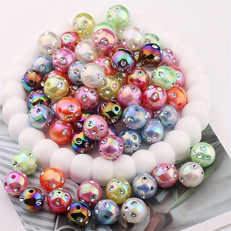 

50pcs Mixed Acrylic Uv Plated Rhinestone Beads 16mm Multicolor Diy Handmade Beaded Jewelry Chain Bracelet Necklace Earrings Material Accessories