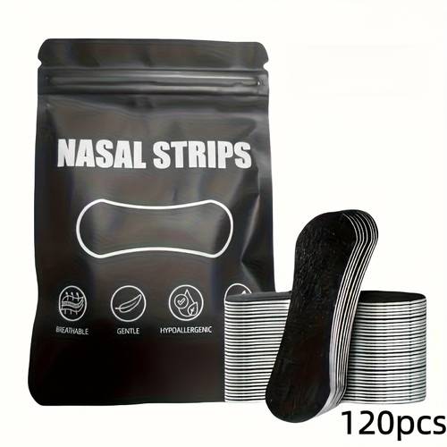 120-Pack Black Sports Breathable Nose Strips - Premium Soft, Lightweight, Ultra-long Lasting Adhesion, Comfortable Support for Work and Sports, Easy to Apply and Remove, a Perfect Gift Choice, Suitable for All Light Beige Skin Tones, No Residue