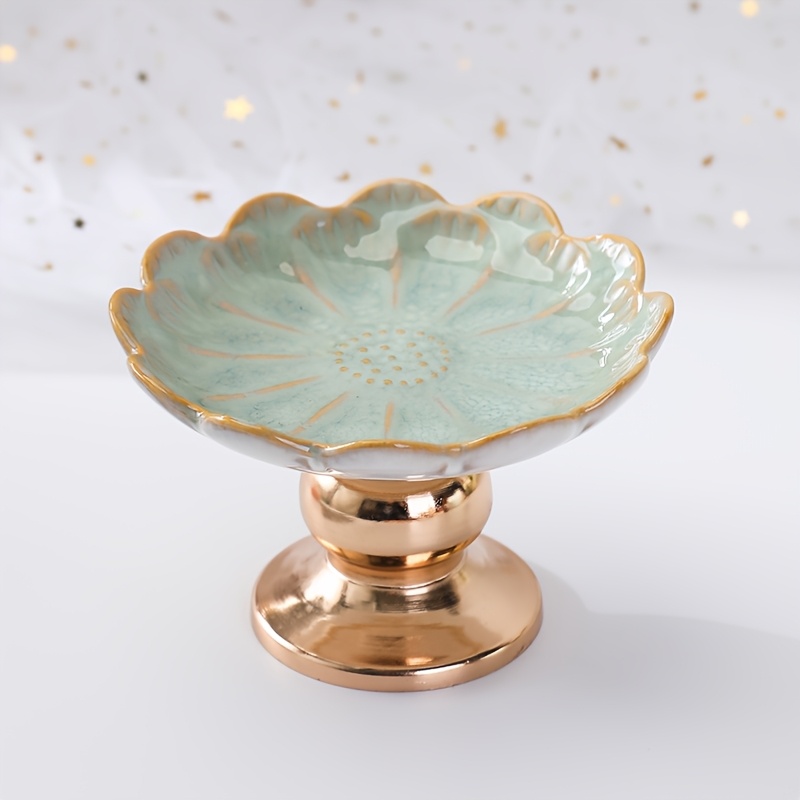 TEMU Romantic High-legged Aromatherapy Candle Holder, 3d Special Candle Stand, Ceramic Craft Candle Holder, Floral Pattern Home Decoration, Christmas