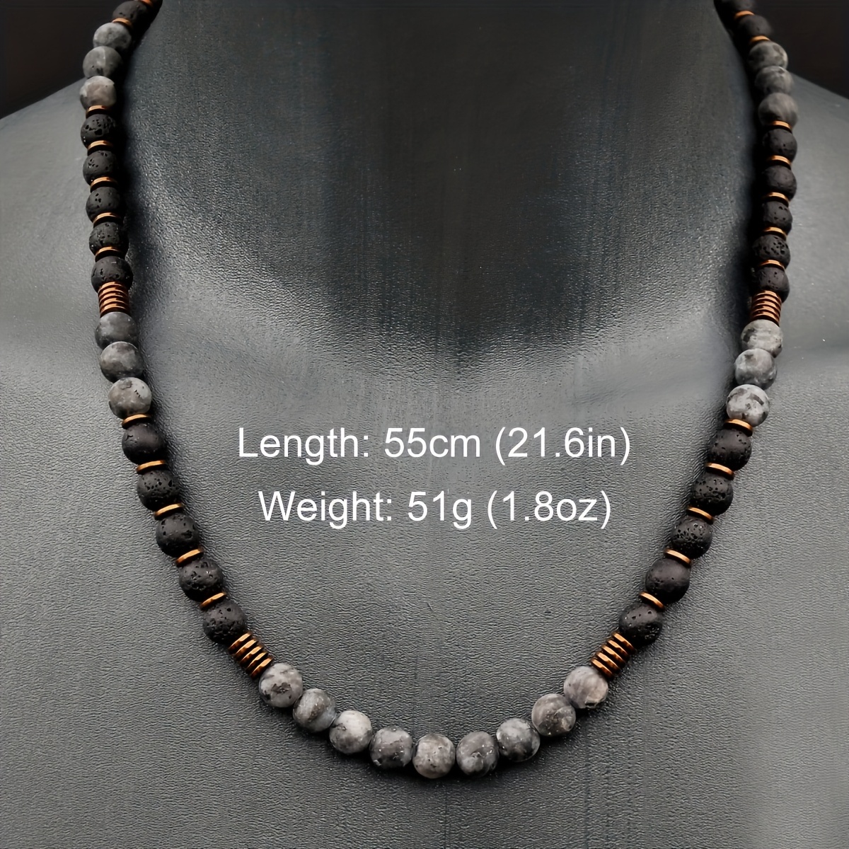 1pièce collier de perles de   noire avec accents en cuivre - chaîne   et polyvalente pour hommes et femmes,   pour un     ou   cadeau, bijoux  s | chaîne de perles de   | chaîne durable, bijoux en   Détails du produit 0